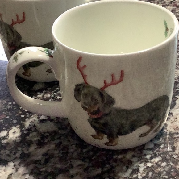 Royal Worcester Dachshund Through The  Snow Mugs-Set of 2 - Picture 5 of 9